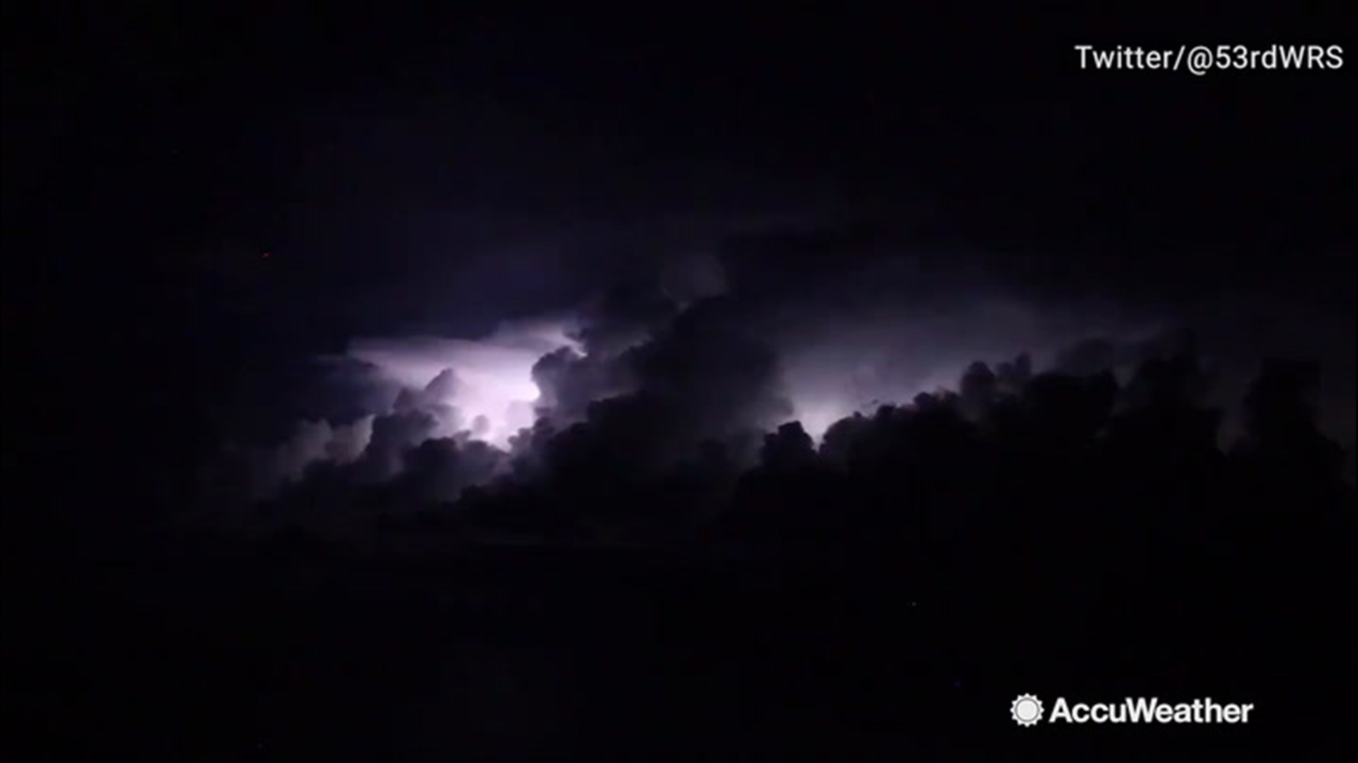 The Air Force Reserve Hurricane Hunters flew through Tropical Storm Nestor the night of Oct. 18, capturing some great footage of lightning flashing through the clouds.