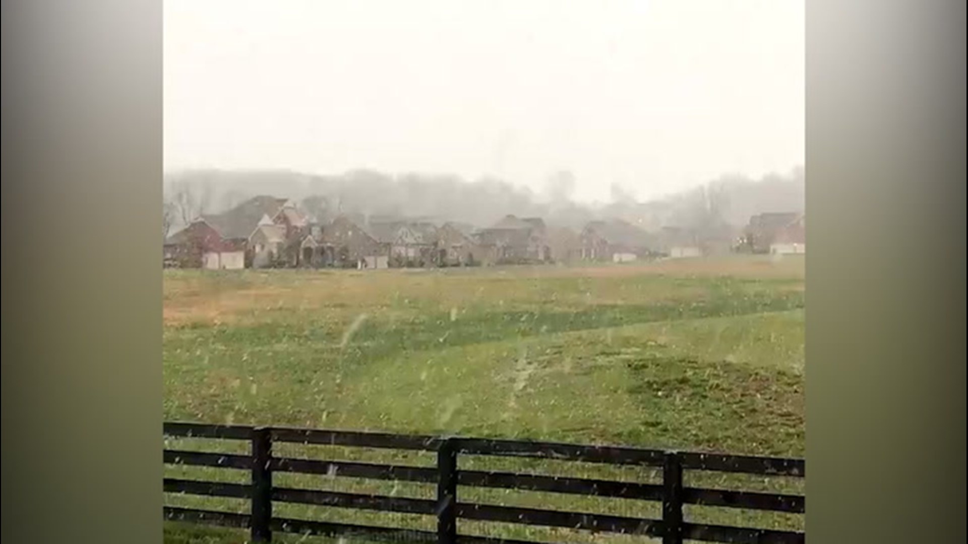 This neighborhood in Nashville, Tennessee, is getting greeted by a light dusting of snowfall on Feb. 20.