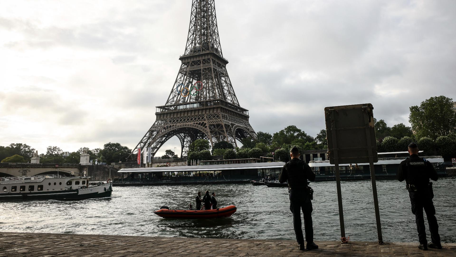 Dozens of boats on the River Seine participated in a rehearsal on Monday with only 39 days to go until the Summer Olympics in Paris.
