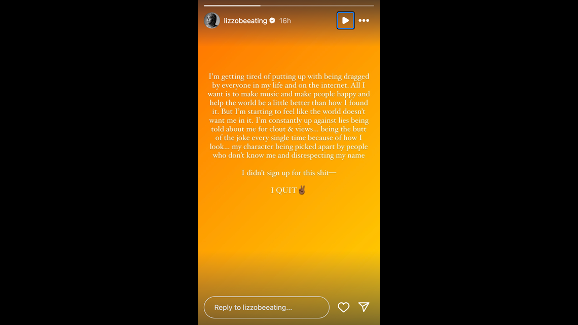 Lizzo Declares 'I Quit' in Cryptic Social Media Message