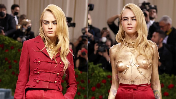 Cara Delevingne Strips Down to Gold Body Paint at Met Gala: 'I'm