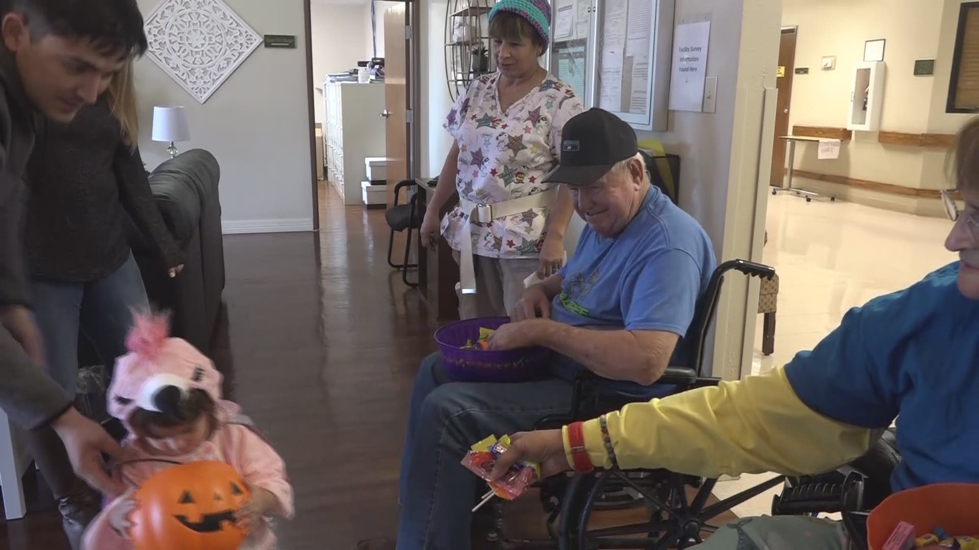 The residents of Hill Country Rehab and Nursing were brokenhearted when no one stopped by on Halloween. But, a lot of little monsters came out for their redo event.