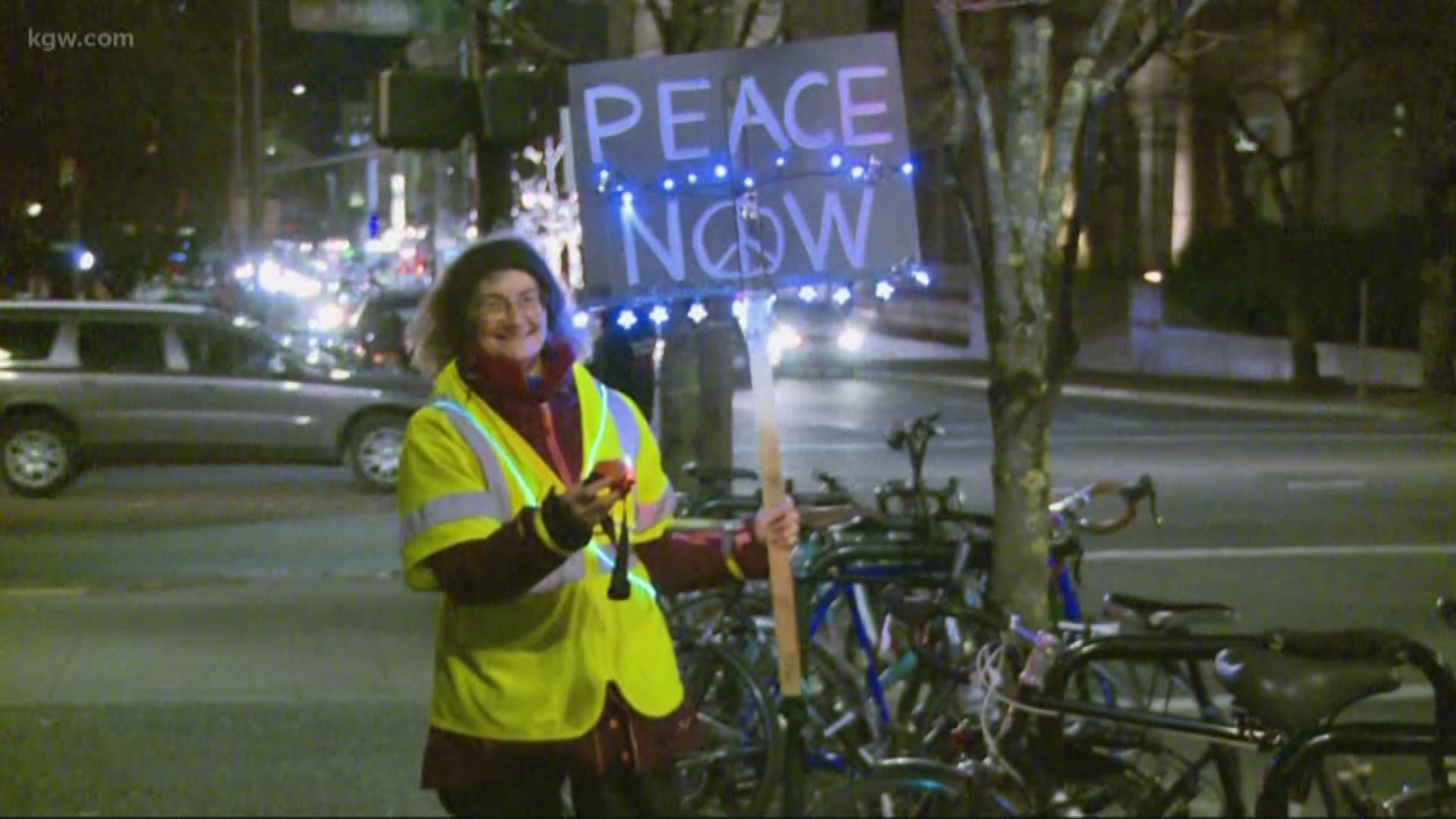 Dozens of people gathered in downtown Portland on Friday evening to protest this week’s US drone strike which killed one of Iran’s top military leaders.