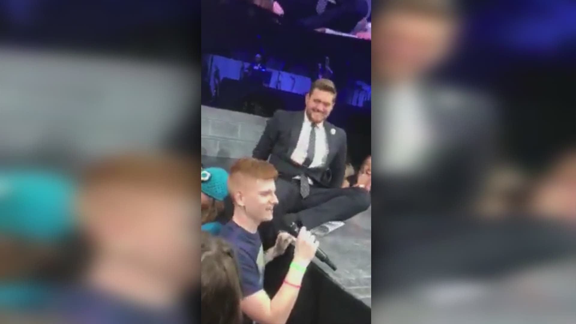 Aberdeen teen Ben Fagerstedt belts out surprise performance at Michael Buble concert at the Tacoma Dome.