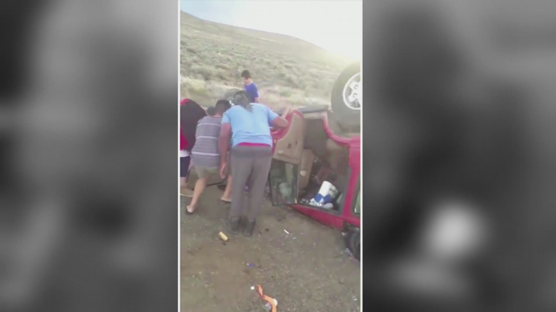 When the team came upon a rollover crash, the boys stopped and helped a man out of the car before lifting the vehicle to get the passenger out.