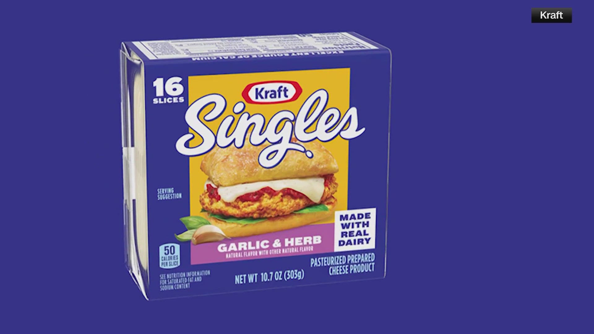 Kraft Singles introduced three new flavors of processed cheese slices: Jalapeño, Garlic & Herb, and Caramelized Onion.