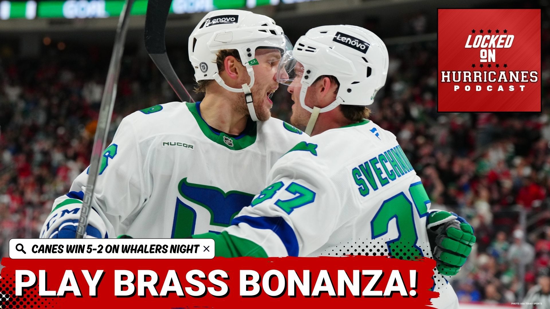 The Carolina Hurricanes defeated the Buffalo Sabres 5-2 on Thursday for Whalers Night. A multi-point game from Mikko Rantanen led the way.