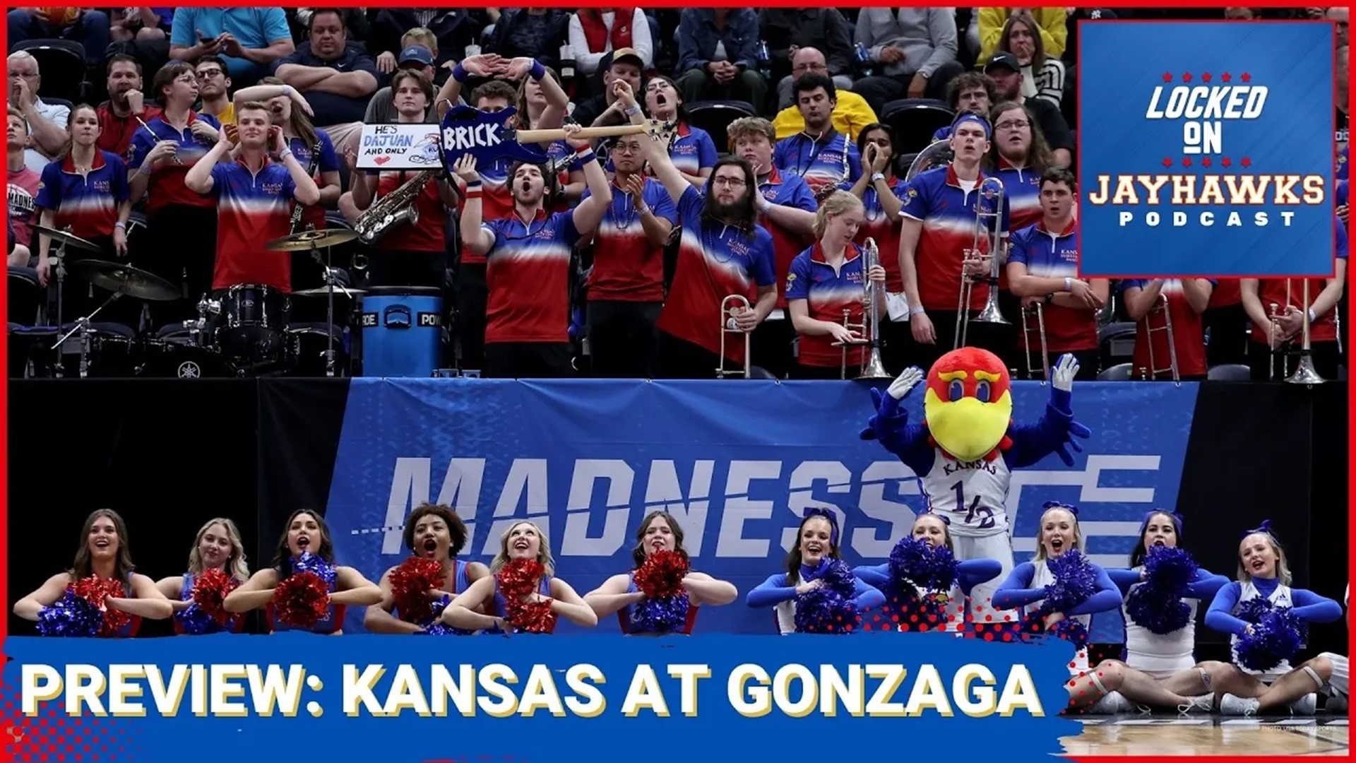 Preview of Kansas Jayhawks men's basketball playing Gonzaga Bulldogs basketball in the second round / Round of 32 of the 2024 NCAA Tournament.