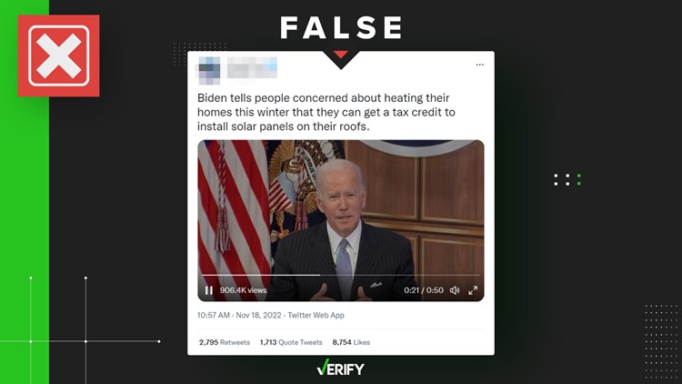 No, Biden didn’t advise people who were concerned about winter heating bills to buy solar panels