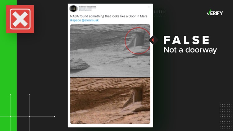 No, there is not a doorway on Mars, like viral posts suggest