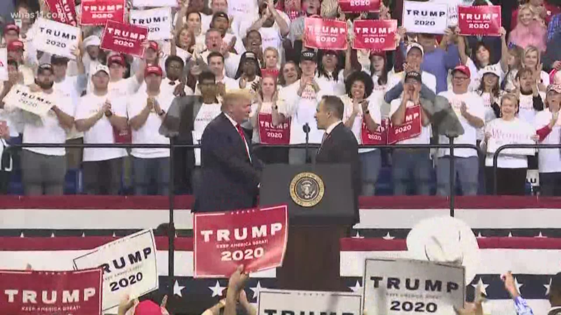 President Donald Trump hosted a rally featuring Kentucky political figures the evening before Election Day.