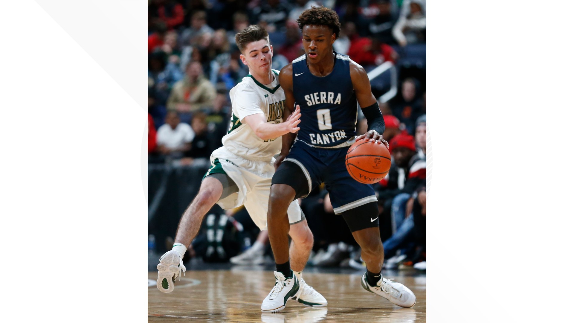 Bronny's father, NBA legend LeBron James Sr., was in attendance for the game in Columbus. Four Irish players scored in double figures.