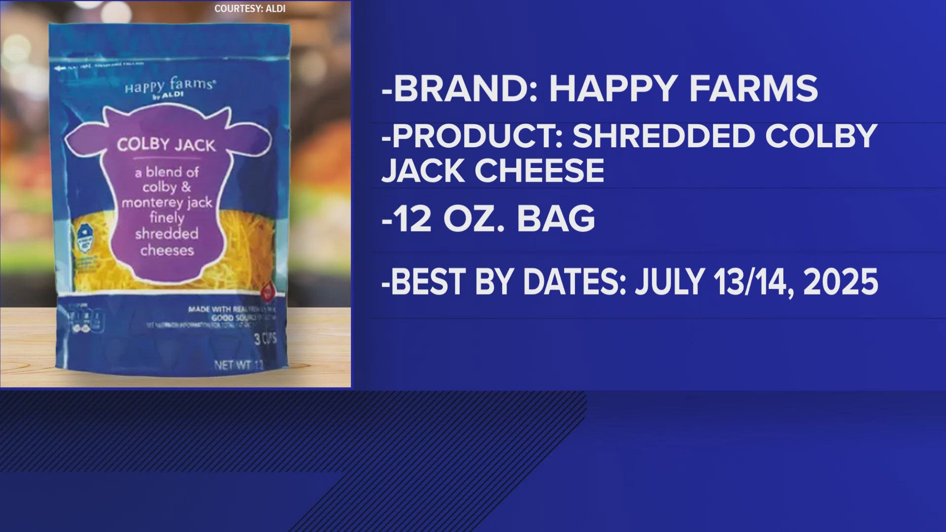 In addition to Ohio, the FDA says the cheese was also sold at ALDI stores in Pennsylvania, Michigan and Connecticut.