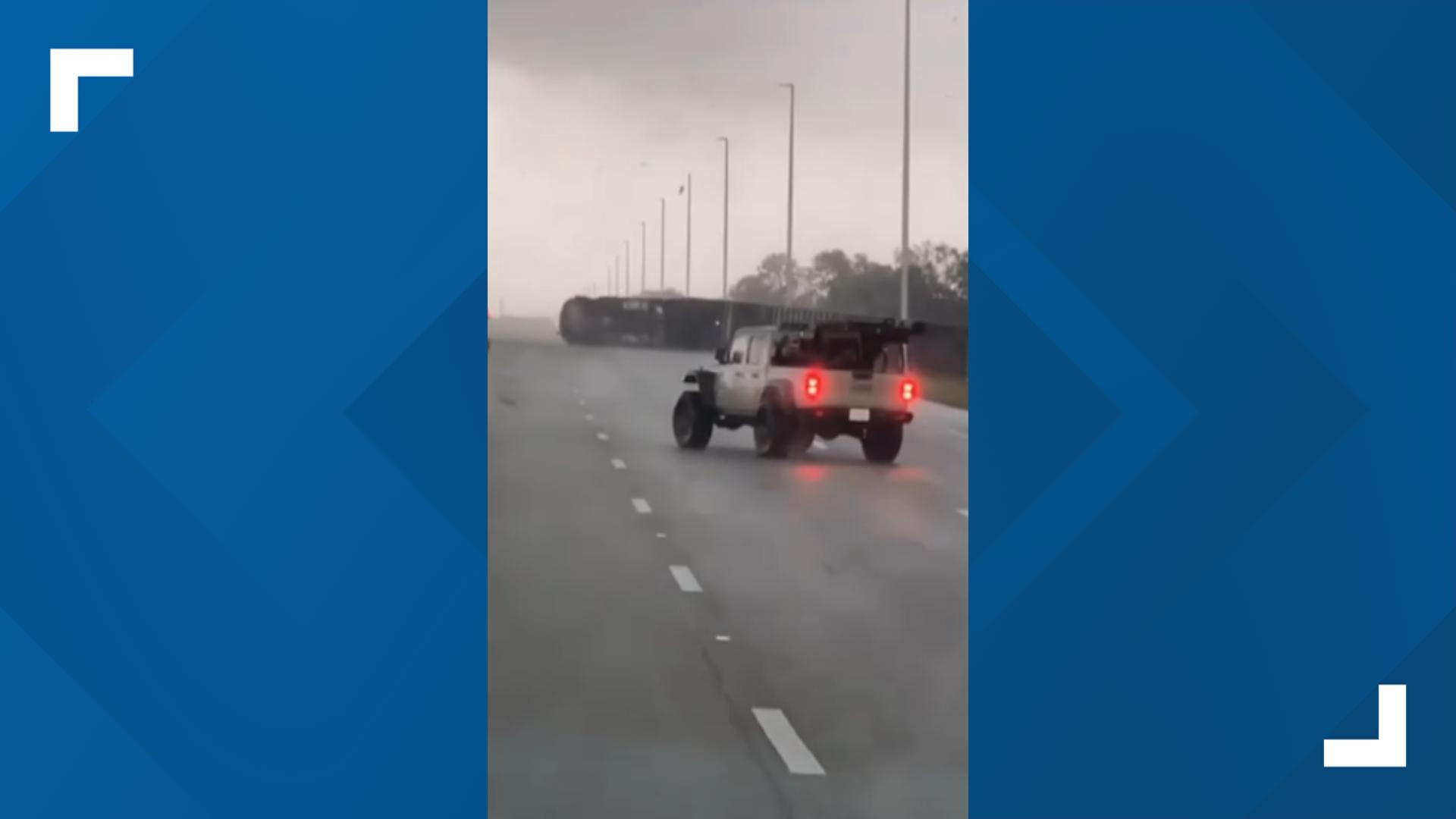 This video was sent to FOX61, showing a lineman from Connecticut driving through a storm from Fort Myers, Fla. to Tampa, Fla.