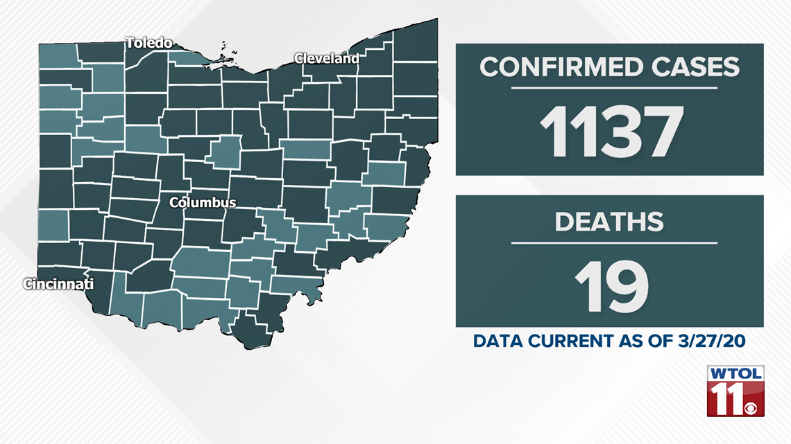 How many confirmed coronavirus cases in Ohio today