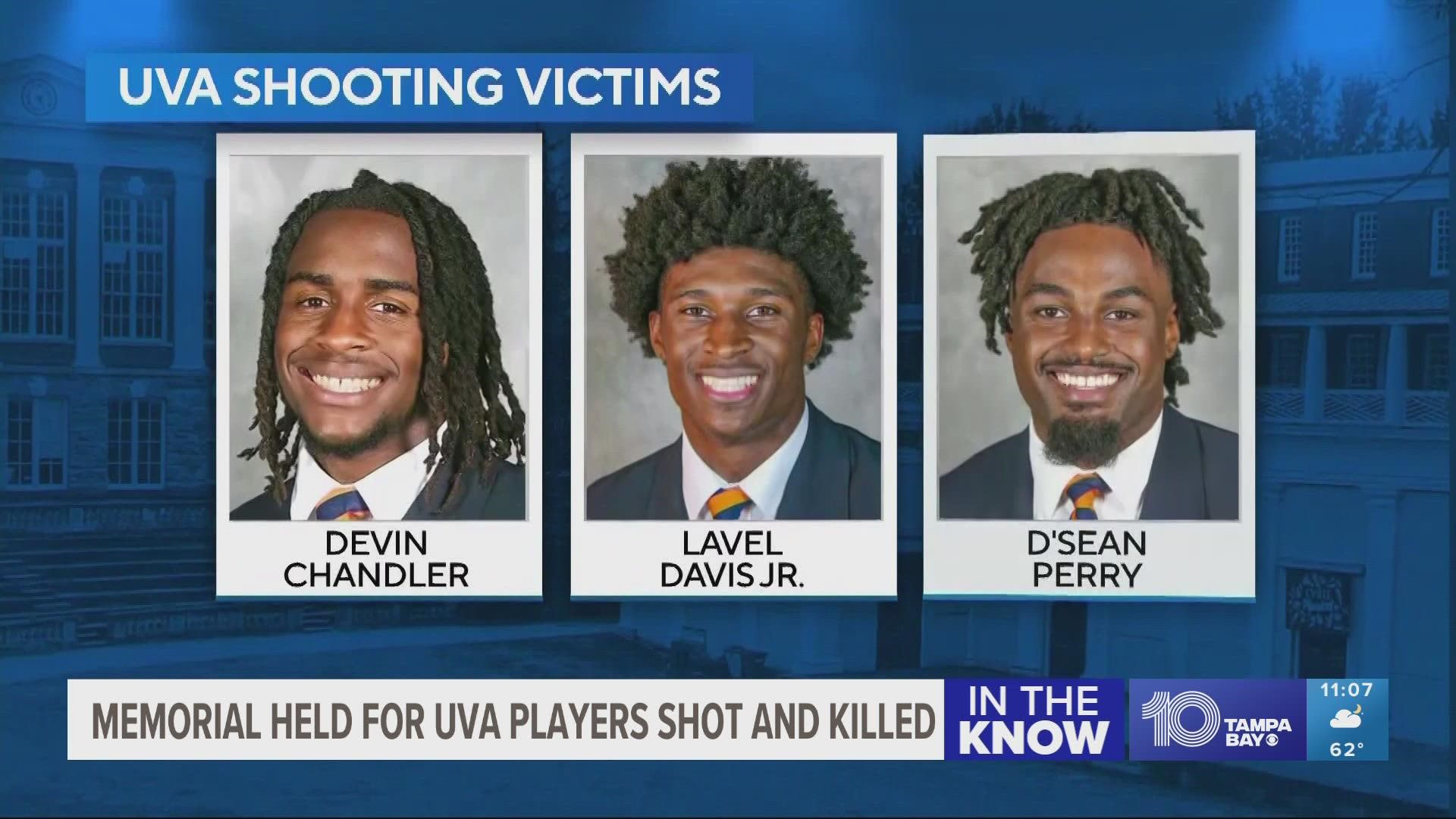 Lavel Davis Jr., D’Sean Perry and Devin Chandler were remembered during a memorial service in Charlottesville.