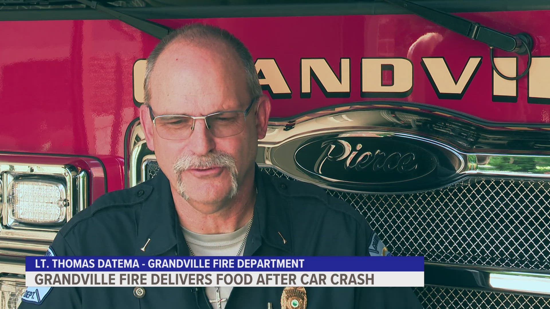 Grandville firefighters delivered a DoorDash order Sunday after the driver crashed and couldn't continue.