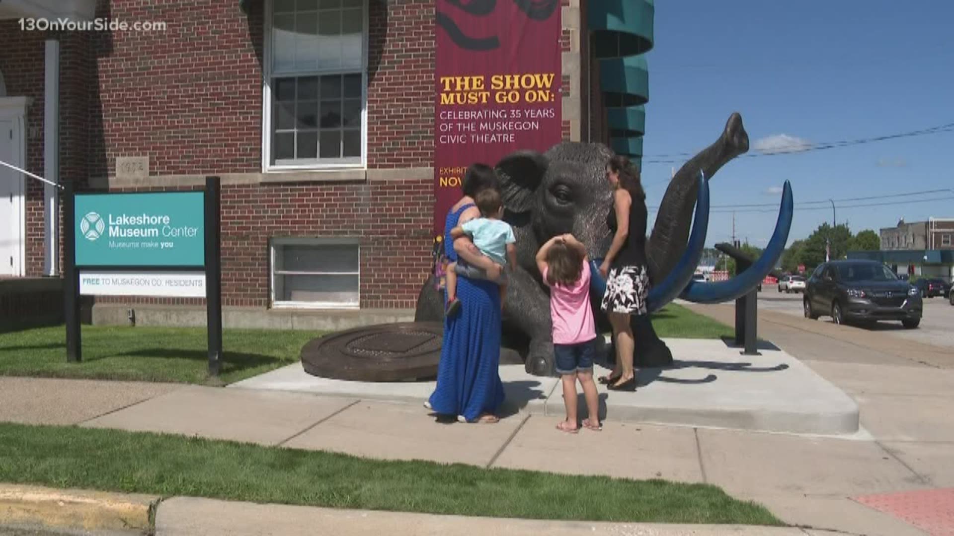 Mastodons on the Loose was set in place Wednesday at the corner of 4th Street and Clay Avenue.