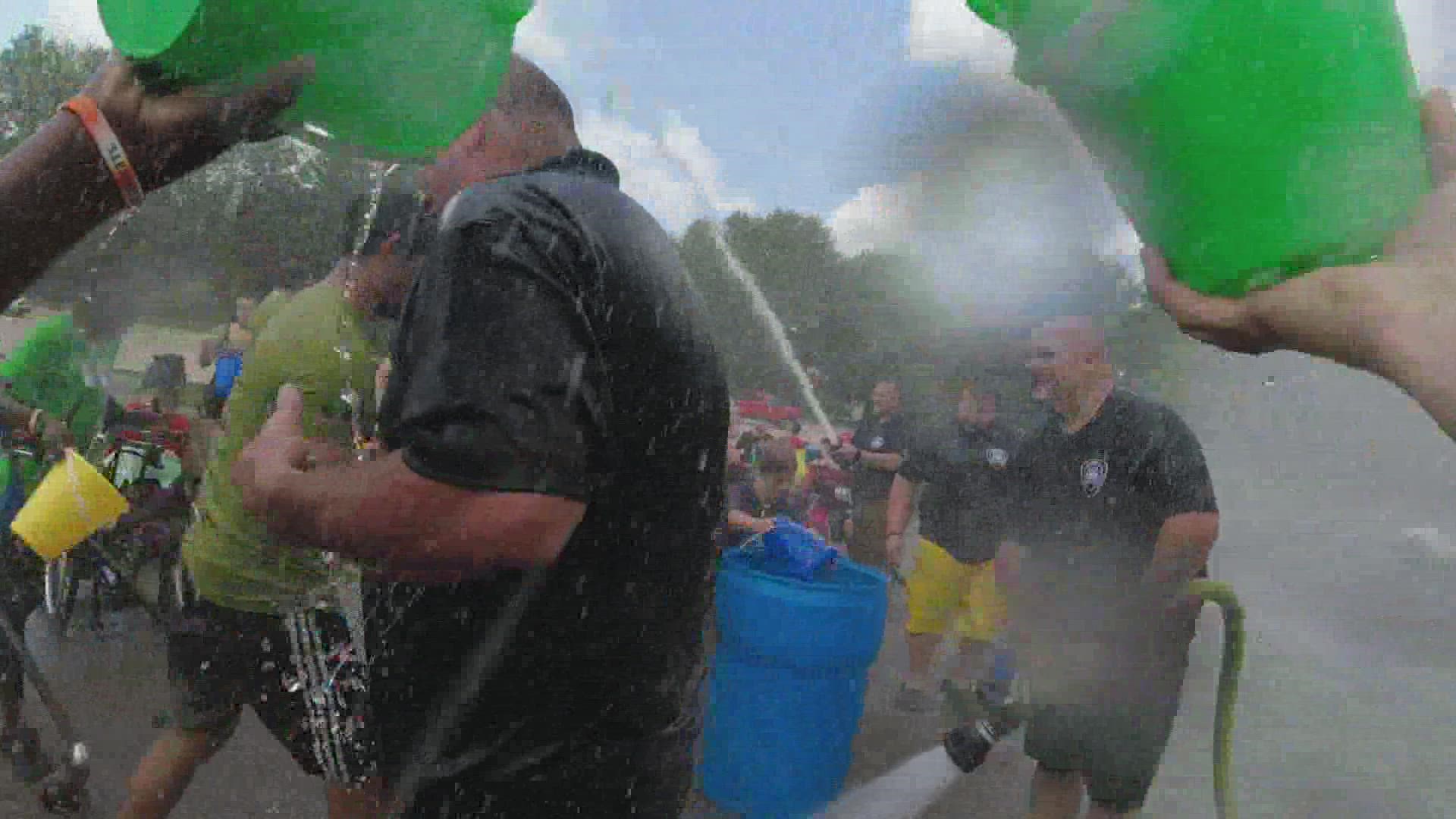 The department participates in a water fight each year at the end of the Mary Free Bed Junior Wheelchair Sports Camp.