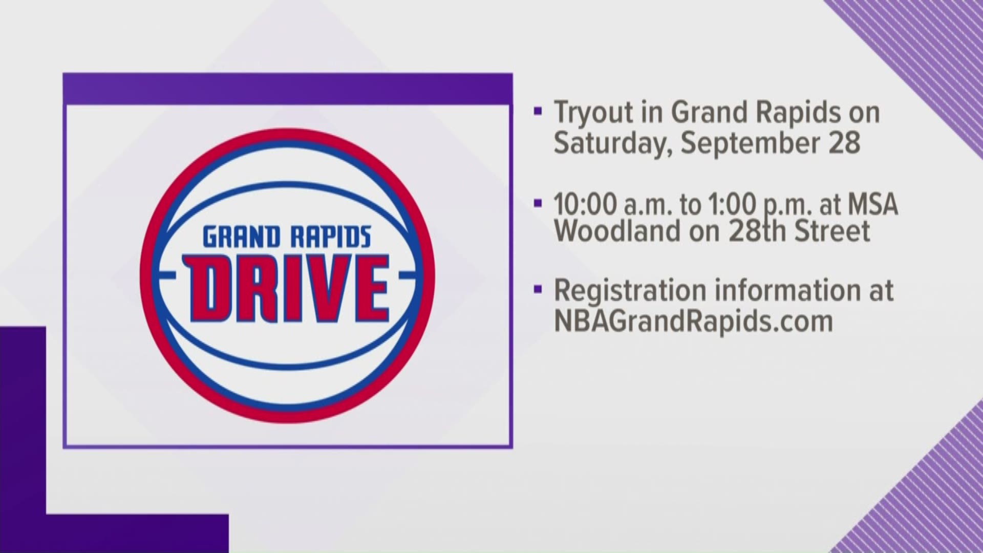 There will be two tryouts -- one in Grand Rapids and one in Detroit -- in September.