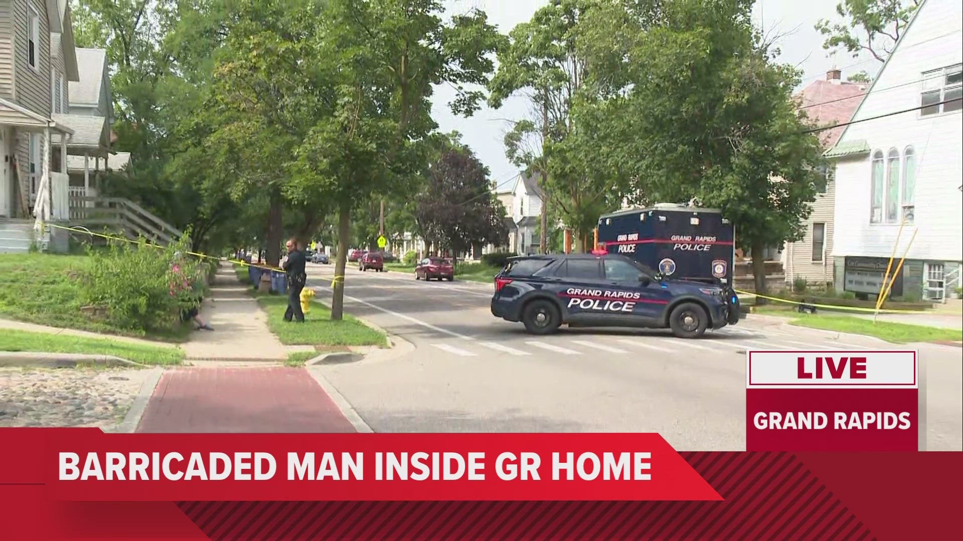 The suspect, a 34-year-old man, is wanted for charges police would not disclose. He is barricaded inside a home on Lafayette Avenue.