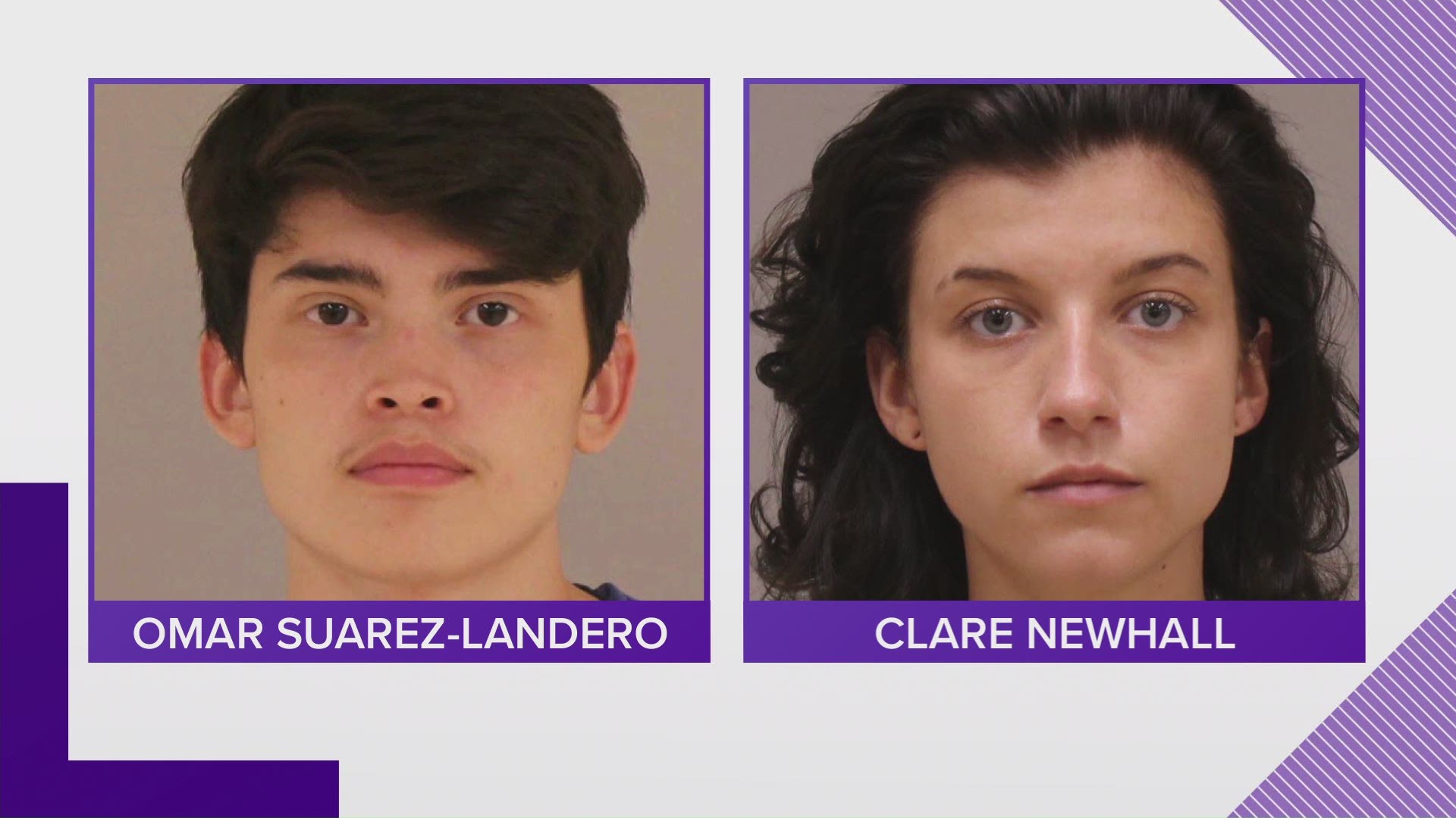 Omar Suarez-Landero is charged with riot and breaking into a restaurant; Clare Newhall is accused of riot and malicious destruction of a building.