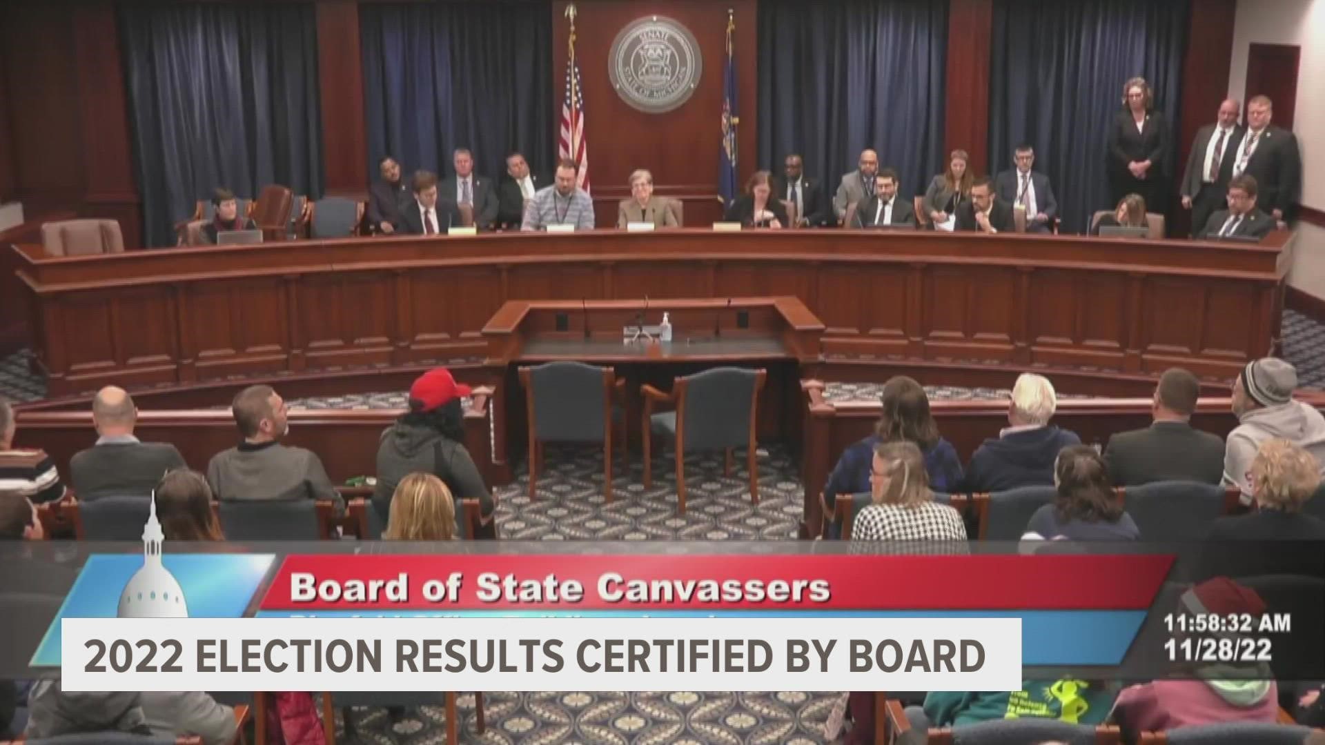 Michigan's Board of Canvassers has certified the November 2022 election results.