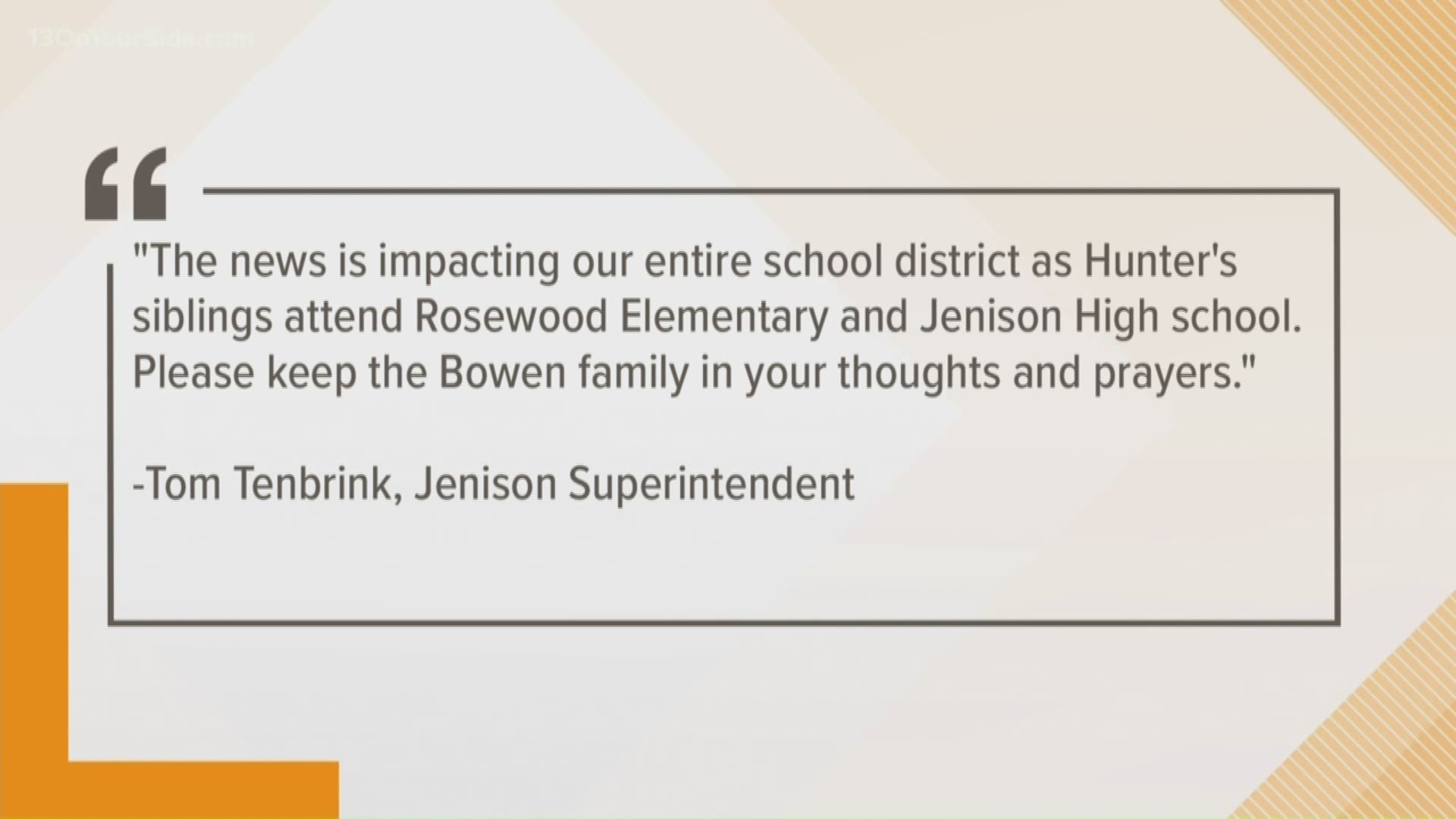 A sophomore at Jenison High School did not wake up from his sleep Monday morning, according to the district.