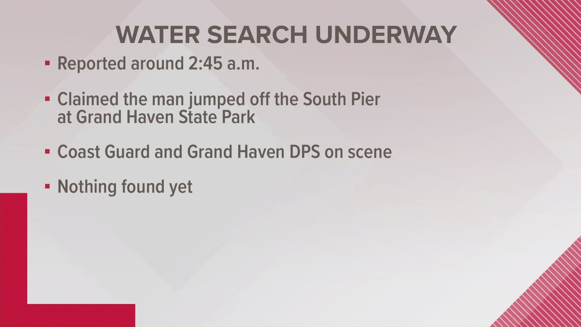 The U.S. Coast Guard and the Grand Haven Department of Public Safety are currently on the lake searching for the man.