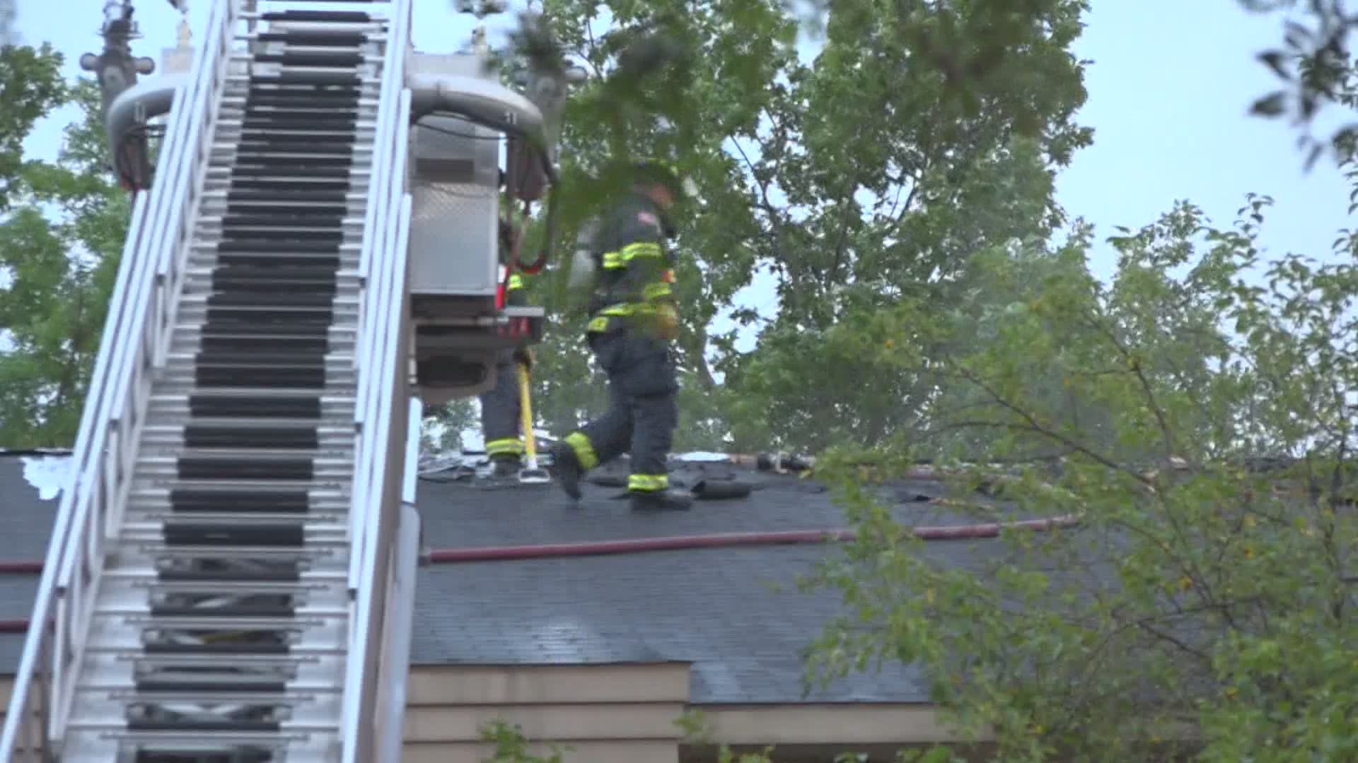 Significant damage could be seen on the roof of the building.