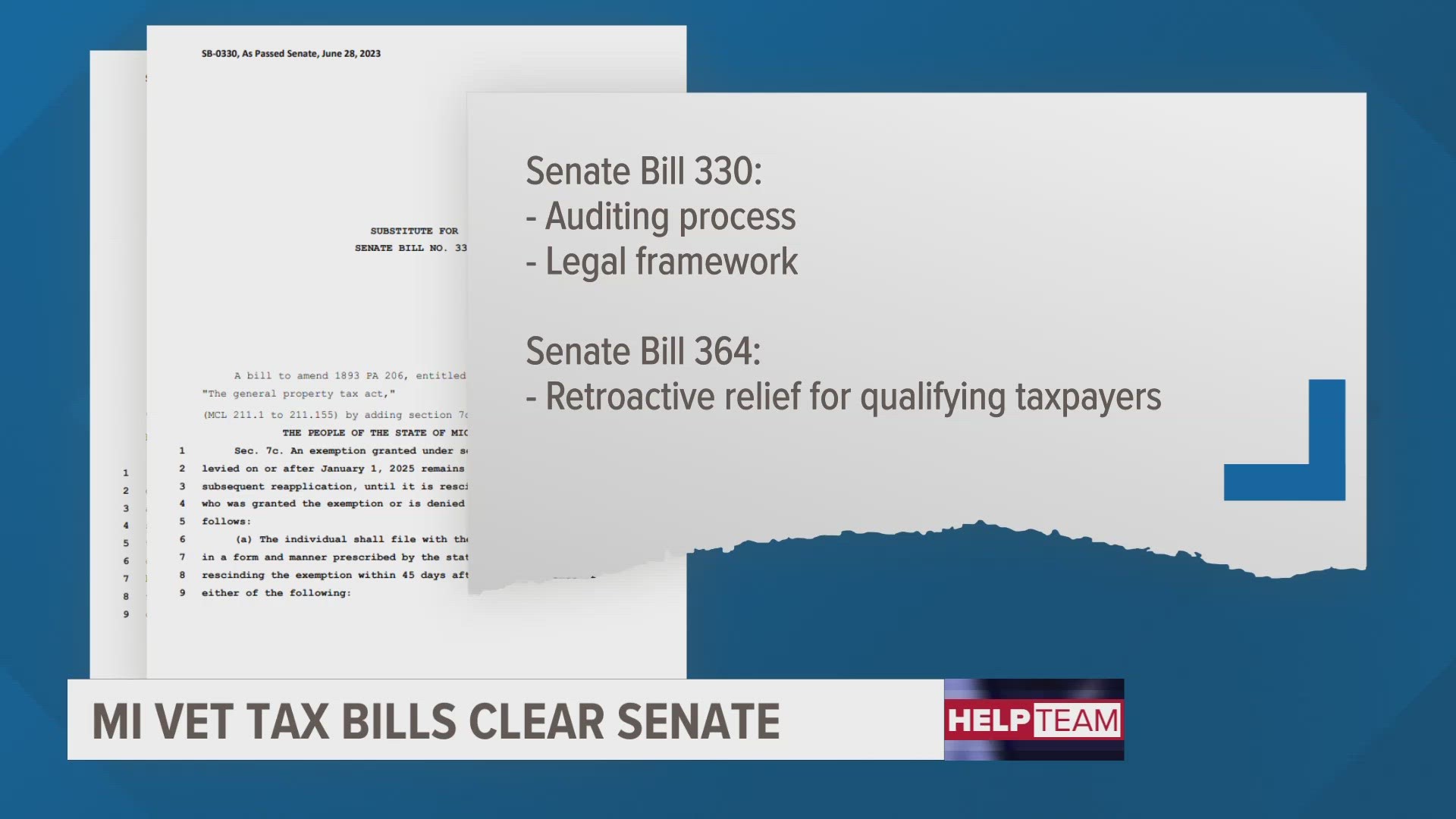 The State Senate, passing a series of bills geared to restore a tax benefit for disabled vets and their families.