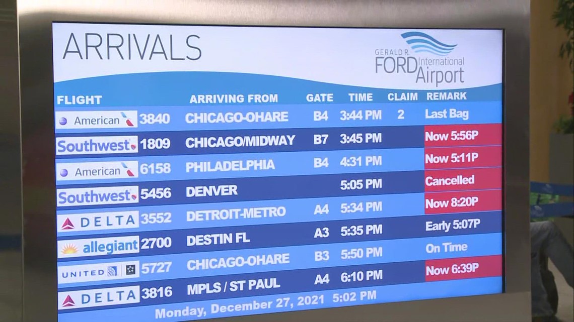 Grand Rapids airport reporting delays due to weather conditions