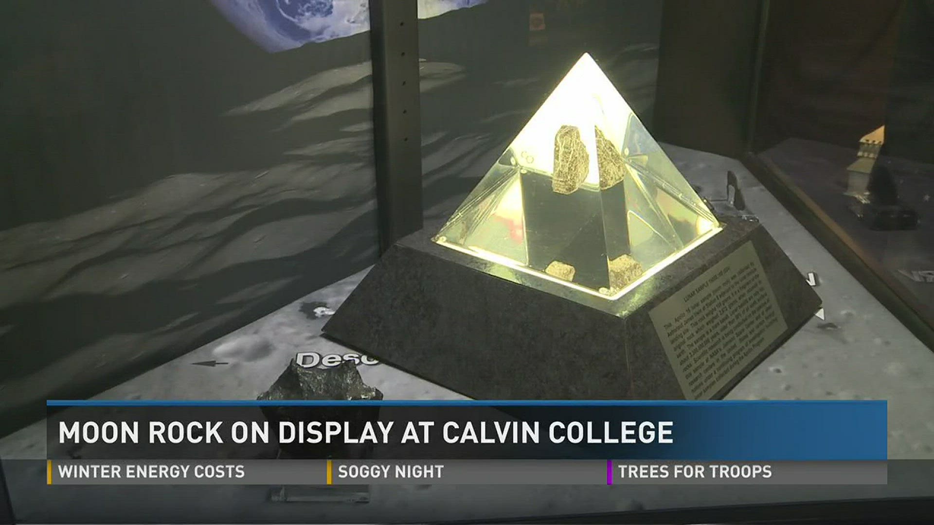 Moon Rock being displayed at Calvin Collge