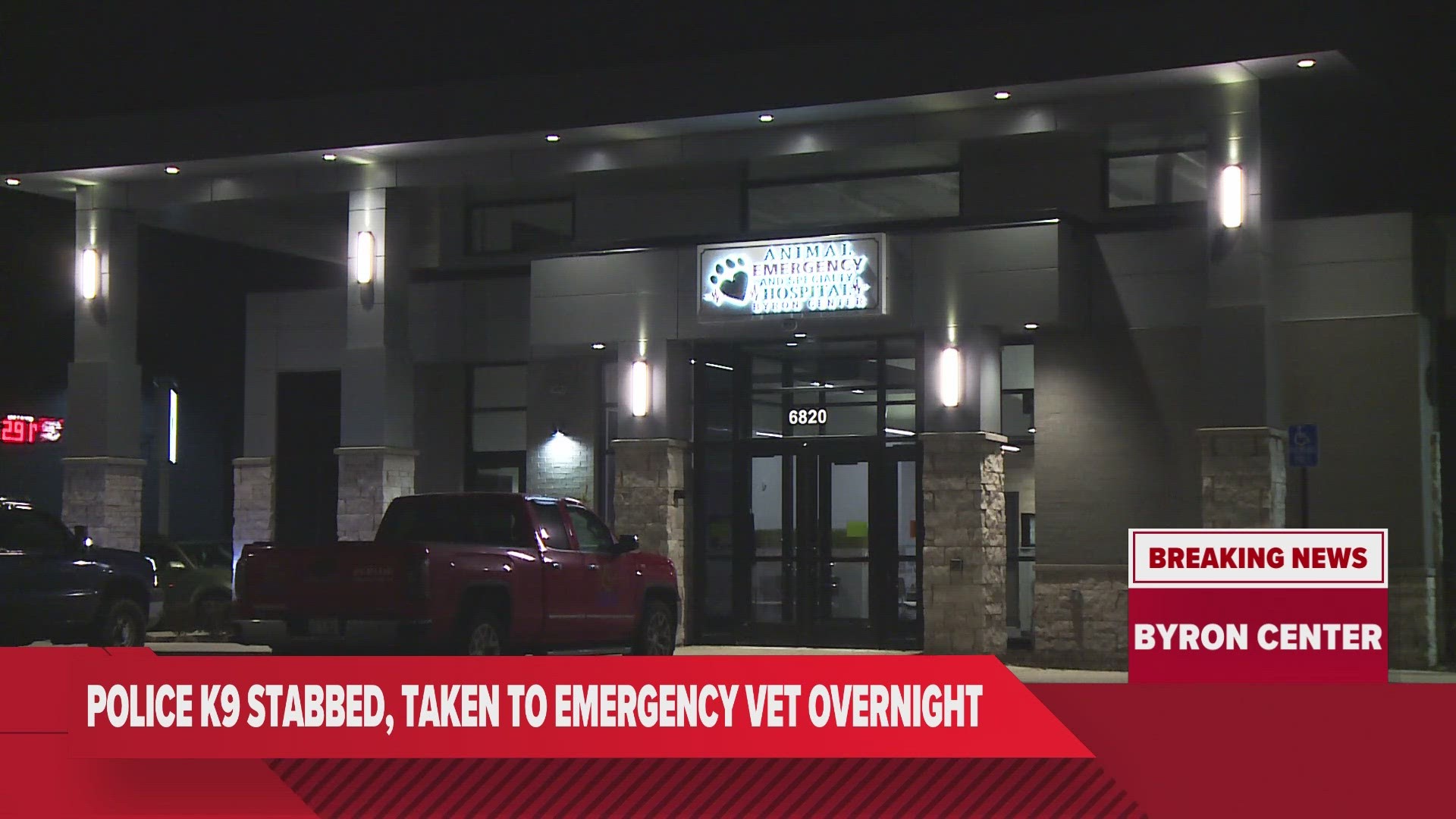 Officials said the dog has been taken to an emergency animal hospital in Byron Center. The condition of the K9 is unknown at this time.