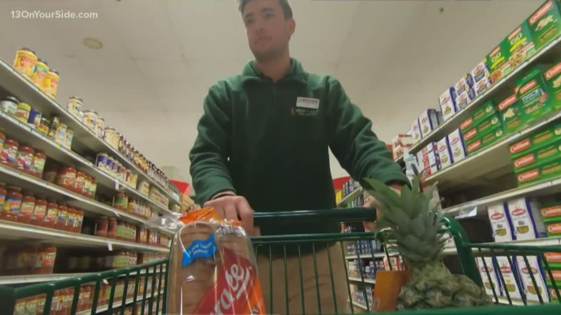 When Fremont High School closed, Jaxon Deur wanted to stay busy. He turned his part-time job as a grocery 'bagger' into full-time help for his community.