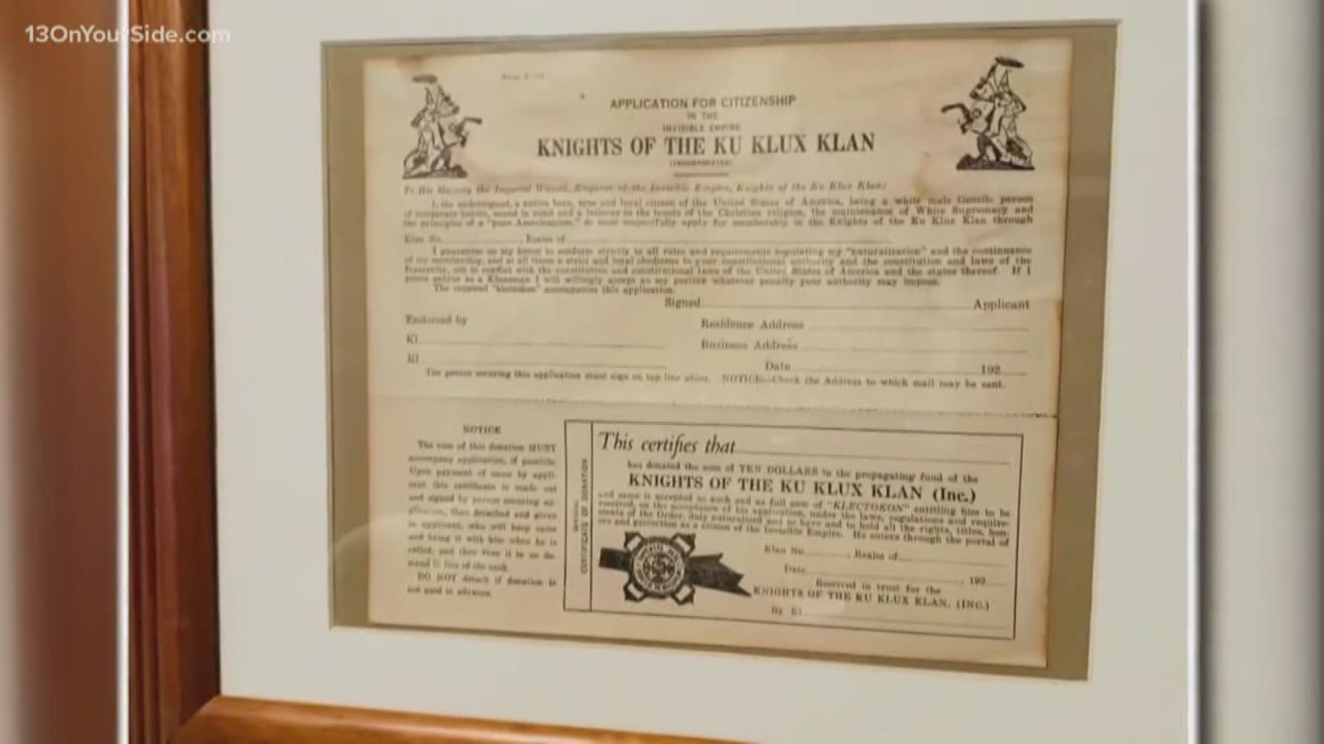 The officer at the center of a Ku Klux Klan memorabilia controversy has been placed on administrative pending the outcome of an investigation.