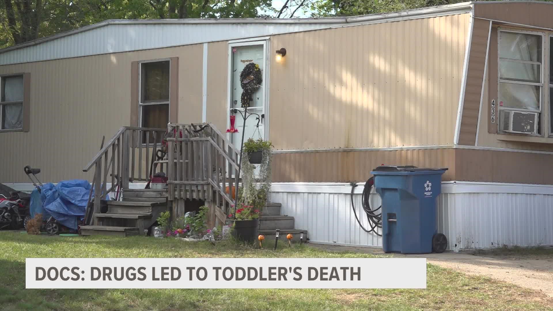 Medication was found scattered throughout the house and on the floor, authorities said. Detectives also found a vape pen in the toddler's crib.