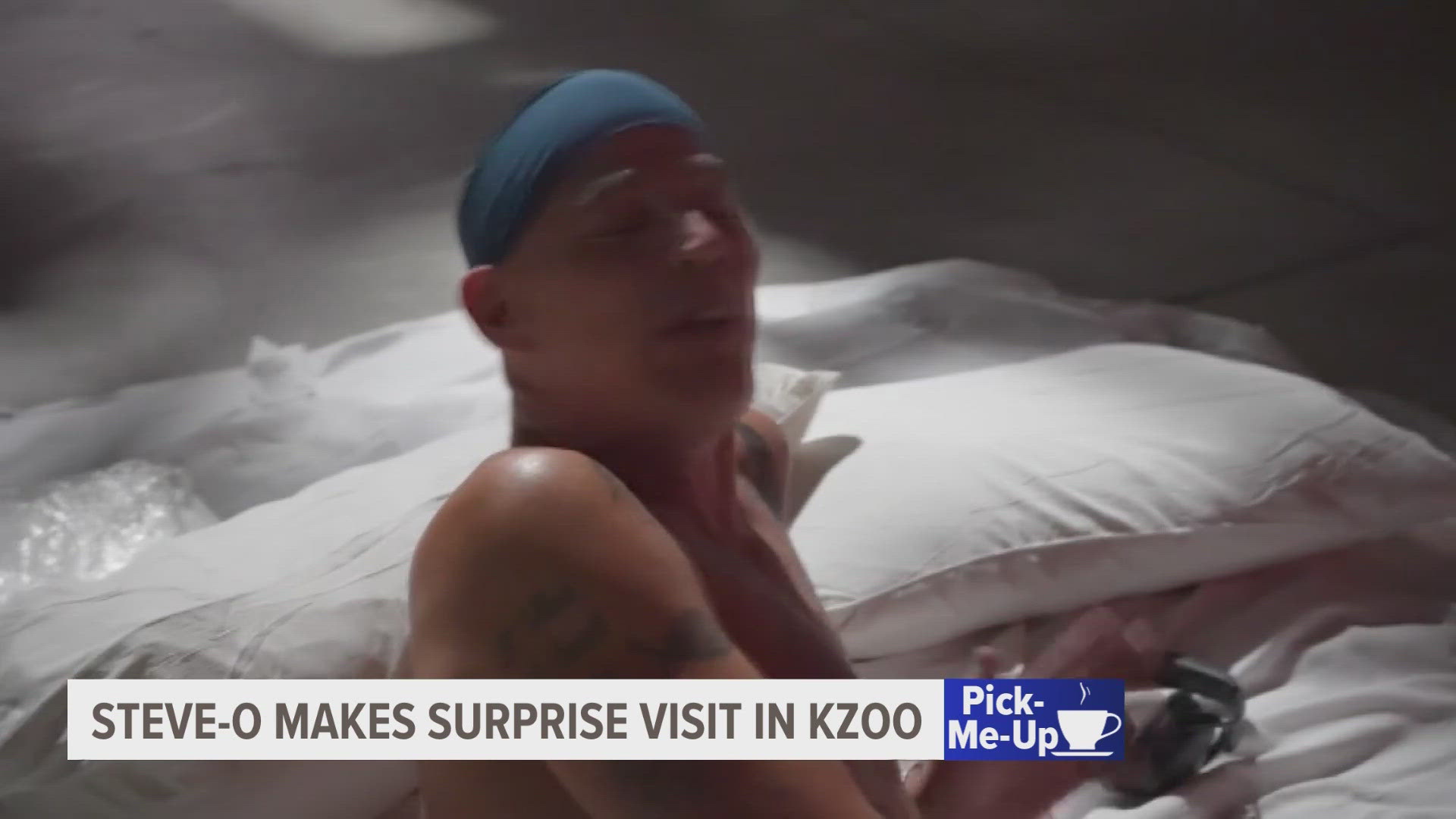 Comedian and stuntman Steve-O was in Kalamazoo when he stopped by the Department of Public Safety for a stunt.