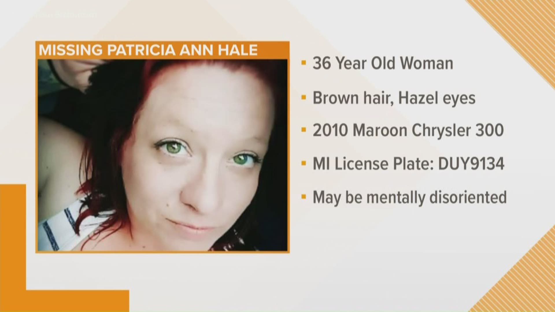 The Kalamazoo Police Department is looking for a woman who "may not recall her name." Patricia Anna Hale was last seen in Parchment on Saturday, Sept. 20.