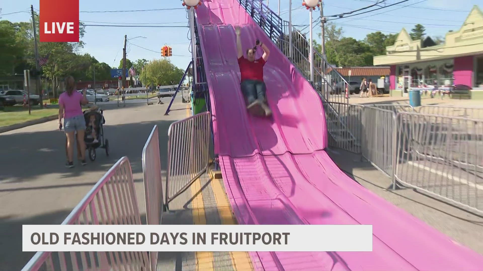 Great weather this Memorial Day Weekend to take in Old Fashioned Days in Fruitport! Watch as Meteorologist Michael Behrens slides into the fun!