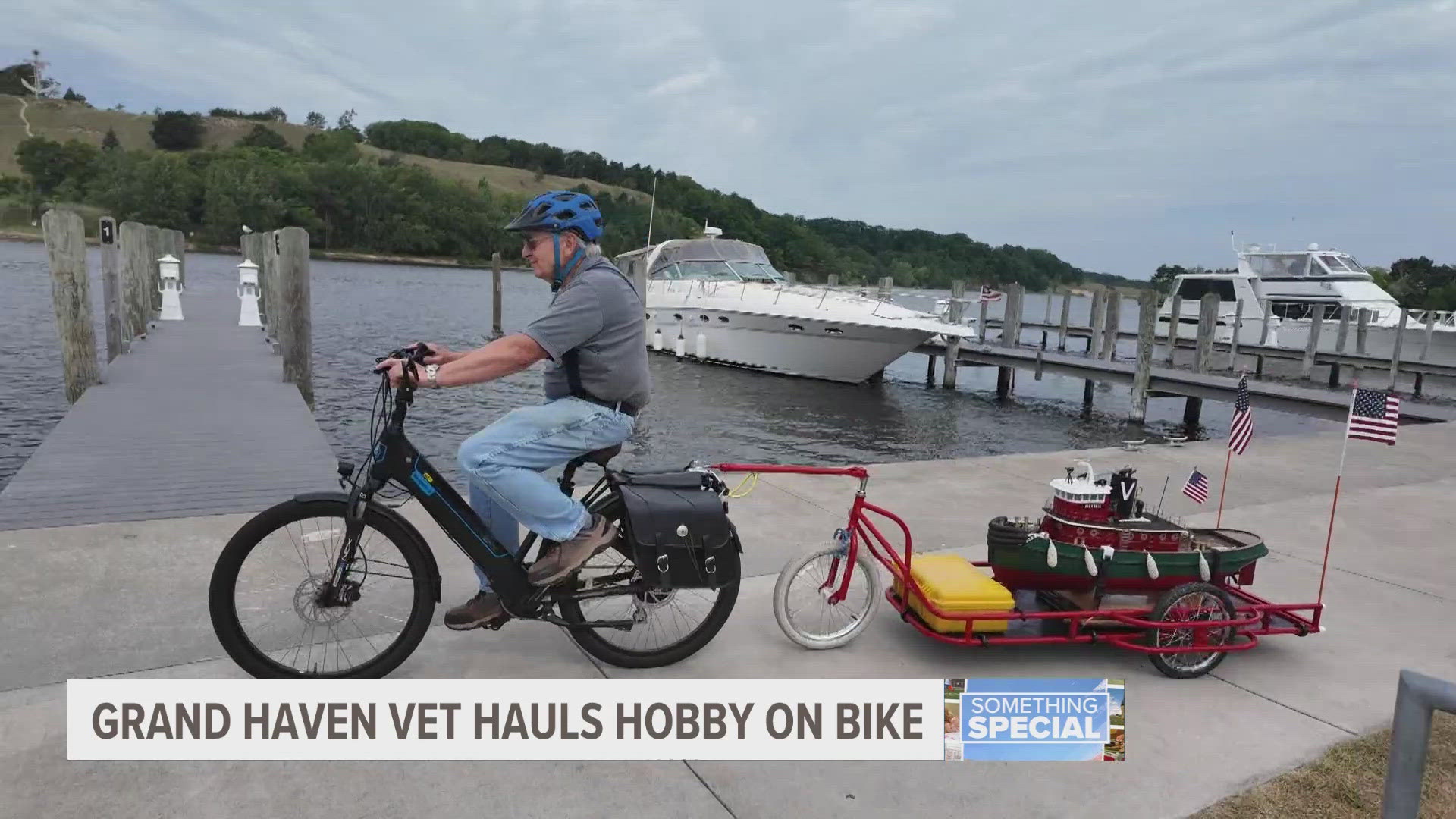 A Grand Haven veteran has been riding his biking around town with his hobby in tow.