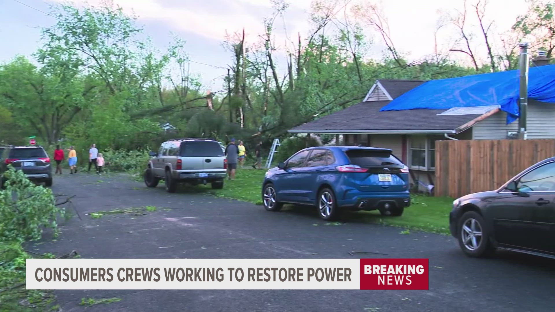 Consumers Energy crews are working to restore power in Kalamazoo and St. Joseph counties following Tuesday's severe weather.