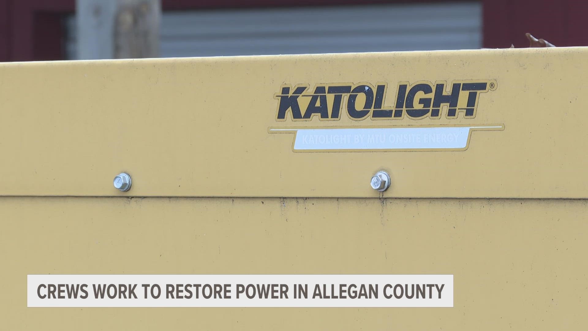 Crews work to restore power in Allegan Co. following the ice storm sweeping through the state the last couple of days.