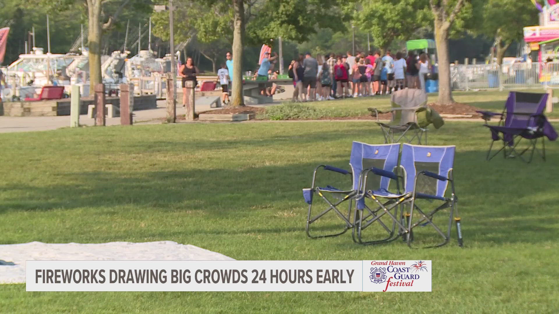 While some have complained about spots filling up a day in advance, Grand Haven locals say it's necessary for good seats.