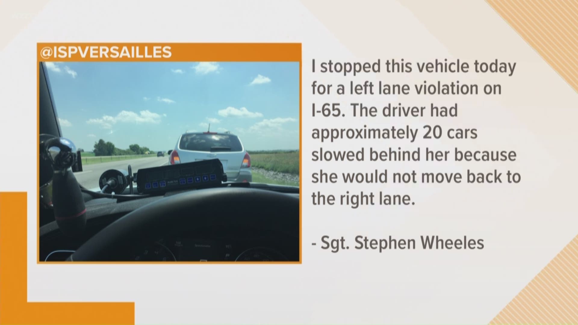 Indiana deputy pulls over driver in left lane