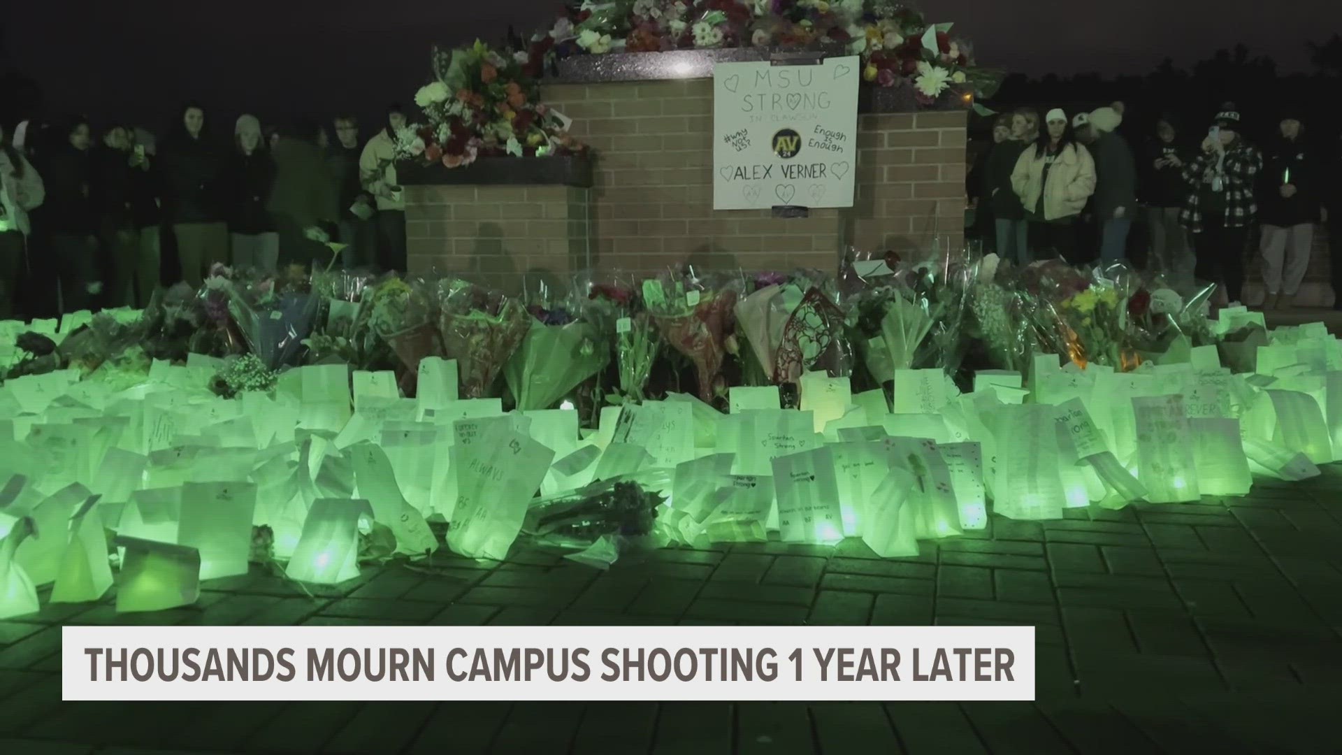 Thousands of students and community members gathered on Michigan State University's campus to remember the lives lost and those hurt in the shooting.