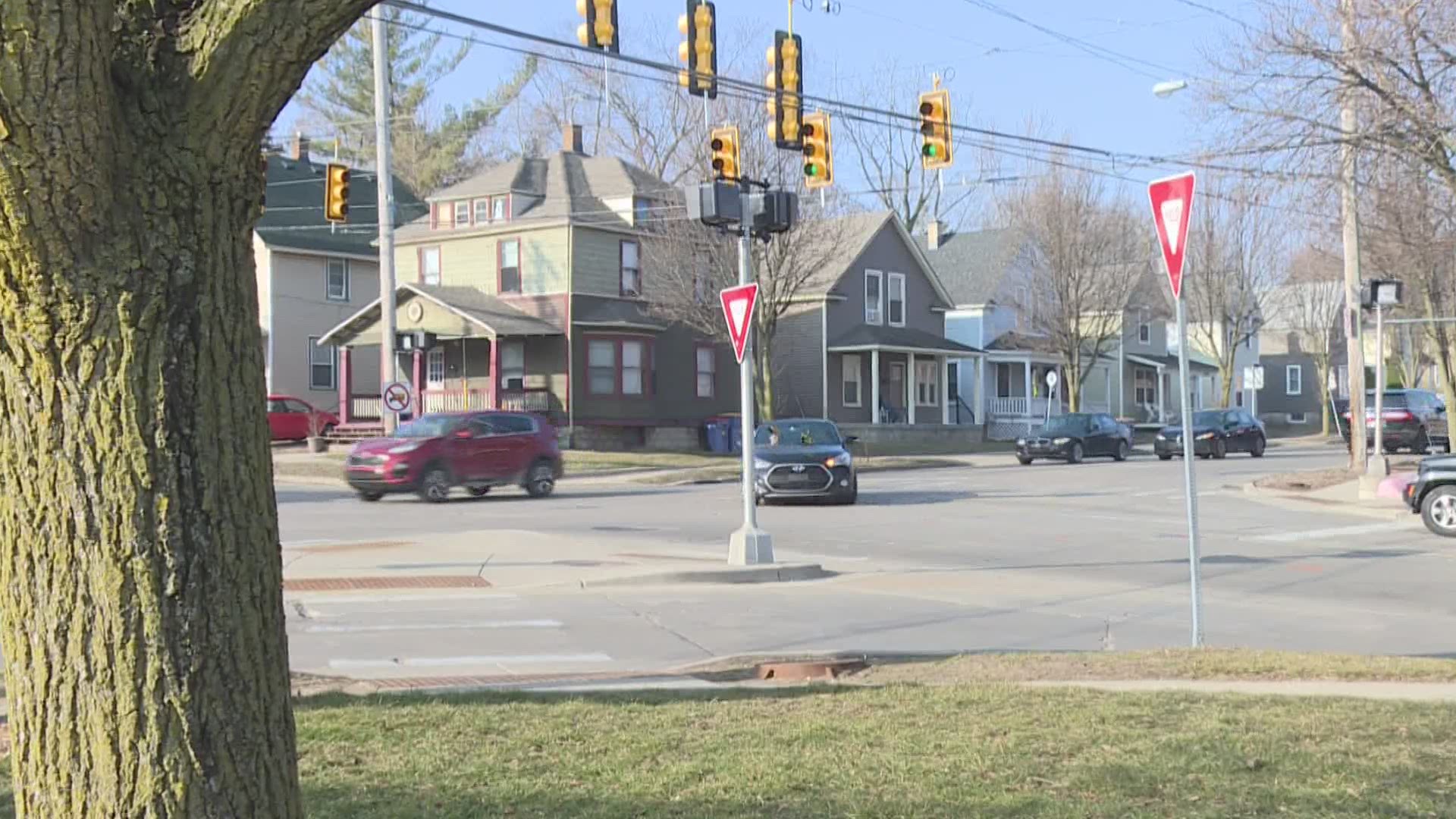 The pedestrian is okay but was taken to the hospital as a precaution.