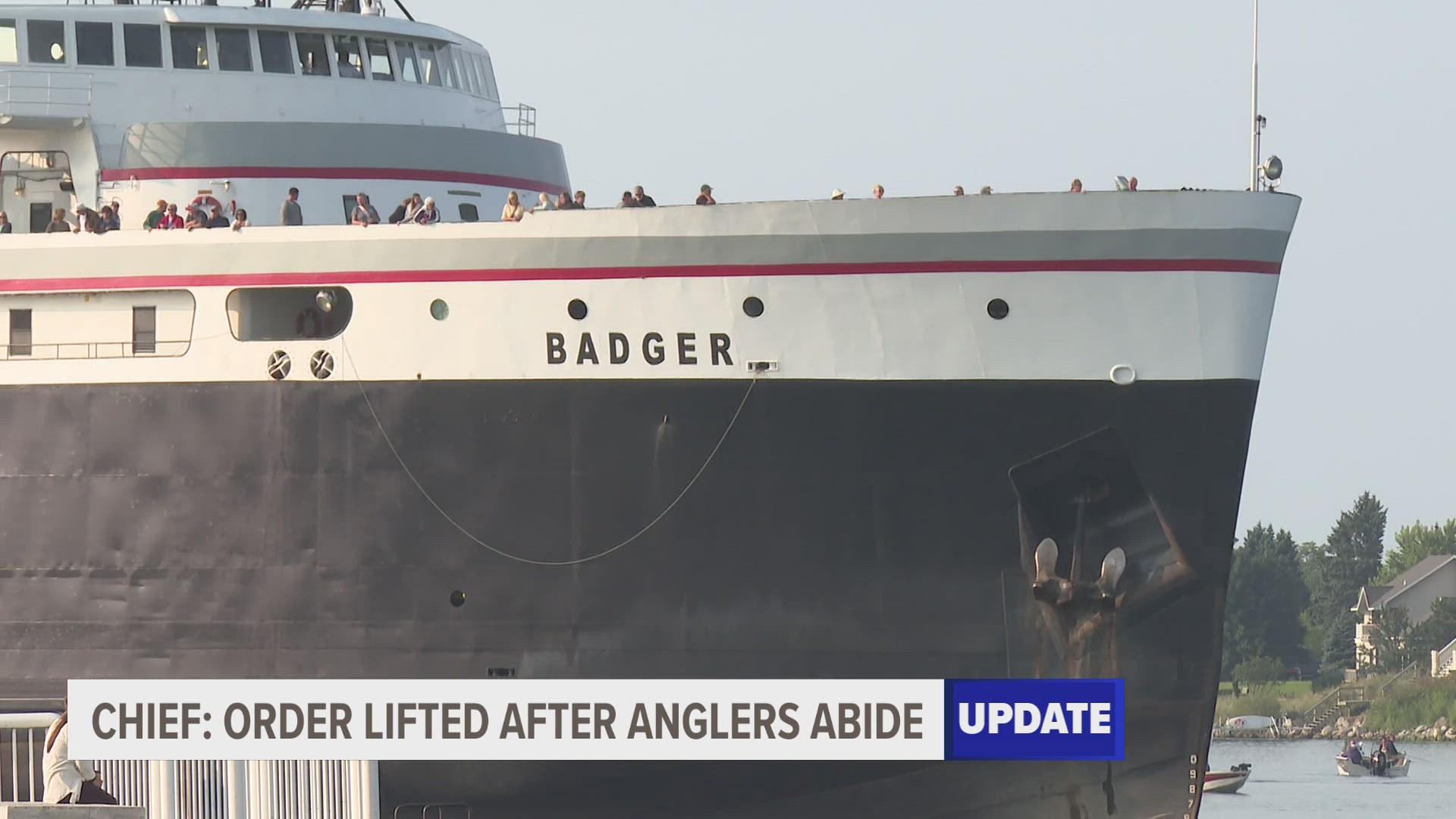 The fishing restrictions were in place in the Ludington Harbor during set hours to allow the S.S. Badger to safely navigate the channel.