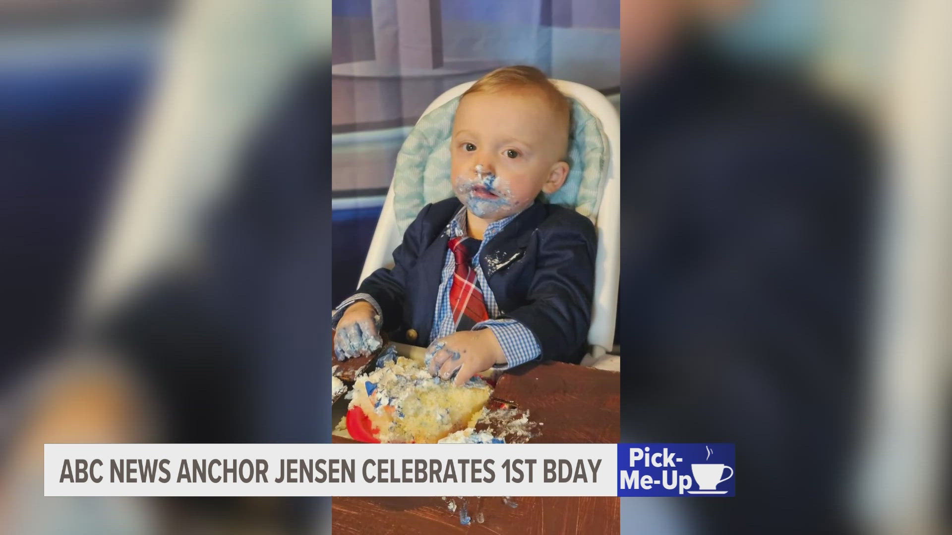 The party was complete with an anchor desk high chair, forecast and sports report. Happy birthday, Jensen!