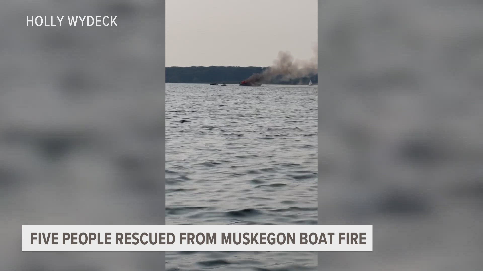 A boat caught fire on Muskegon Lake Saturday